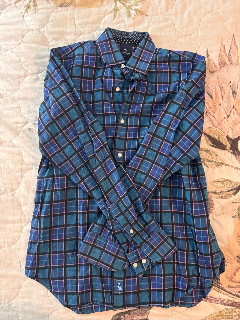 Tailorbyrd Men's Blue Plaid Button-Up Shirt